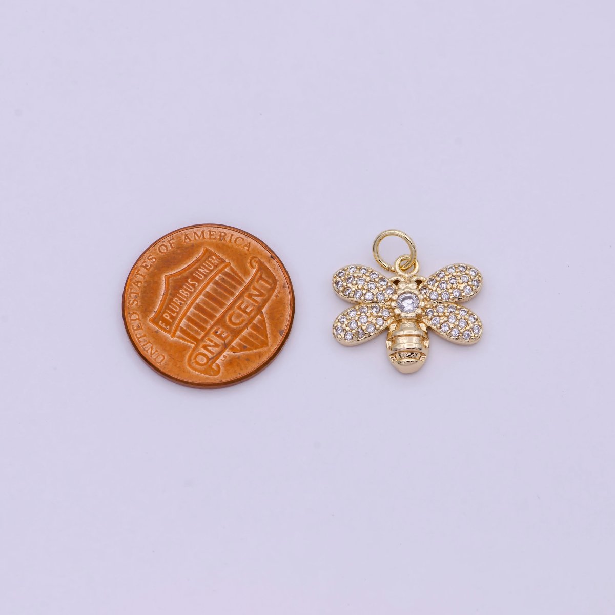Micro Pave Bee Charms 24k Gold Filled Cubic insect charm for Bracelet Earring Necklace Component C-762 - DLUXCA