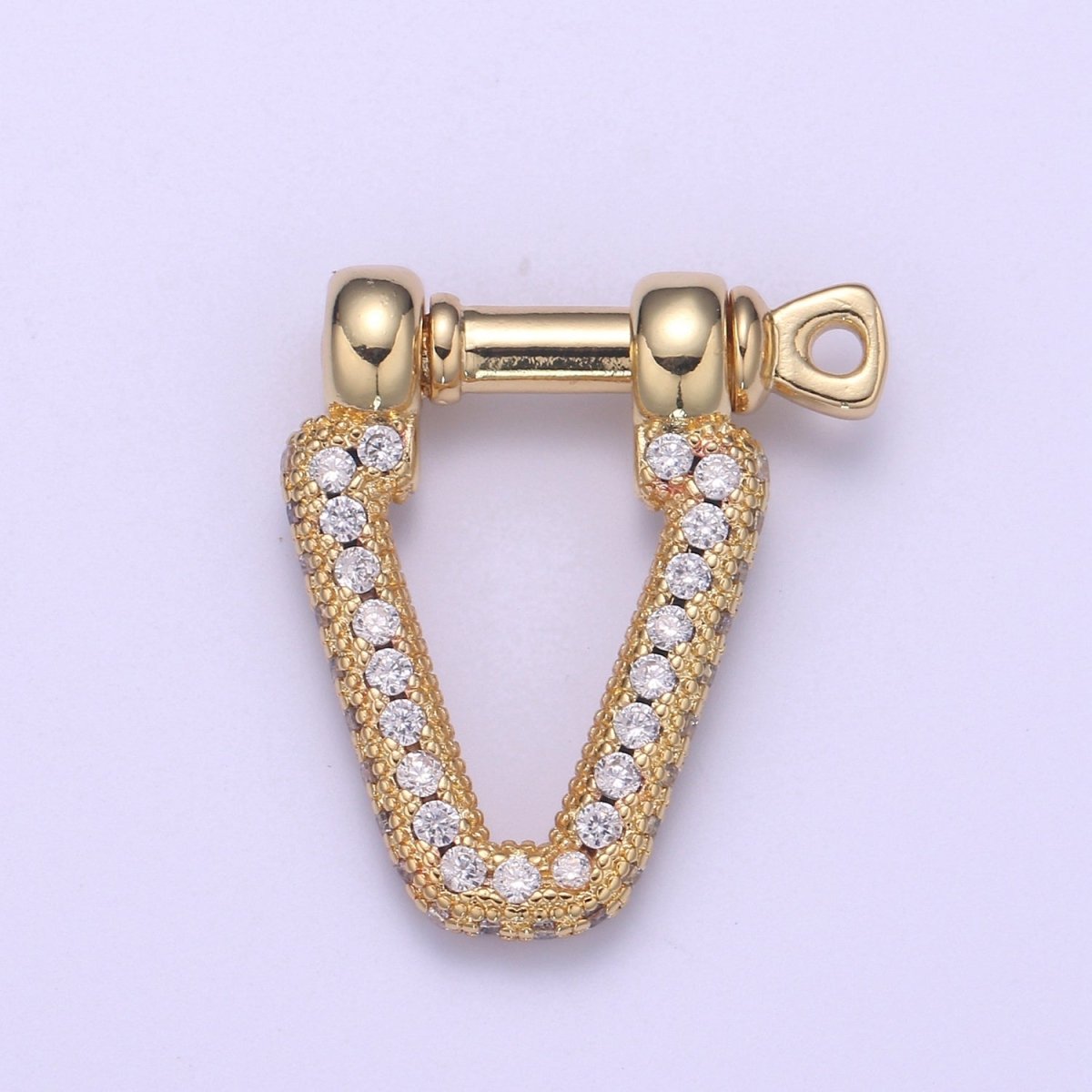 Micro Pave Bracelet Closure, Horseshoe Clasp, Shackle and Screw, 14k Gold Bracelet Clasp, Horseshoe Shackle, Necklace Hardware L-261 - DLUXCA