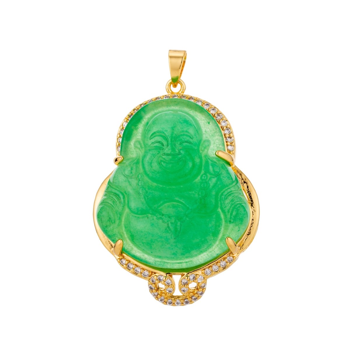 Micro Pave Buddha 24k Gold Filled Buddha Pendant Gold Buddha Charm for Necklace Laughing Buddha for Religious Jewelry Making Supply Trend O-138 ~ O-146 - DLUXCA