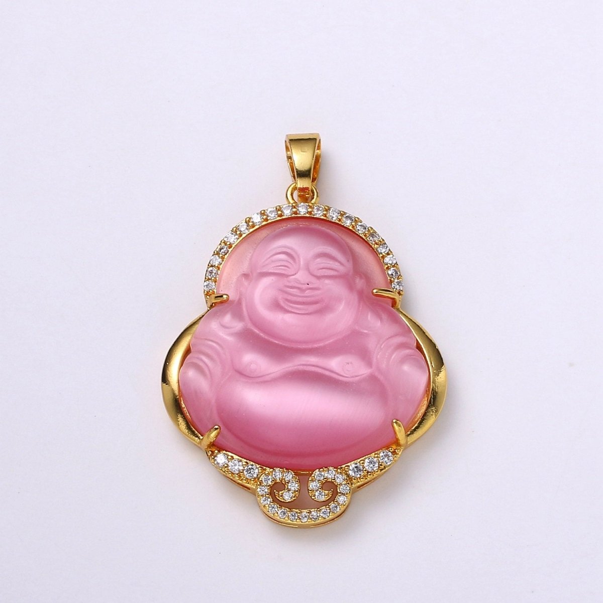 Micro Pave Buddha 24k Gold Filled Buddha Pendant Gold Buddha Charm for Necklace Laughing Buddha for Religious Jewelry Making Supply Trend O-138 ~ O-146 - DLUXCA