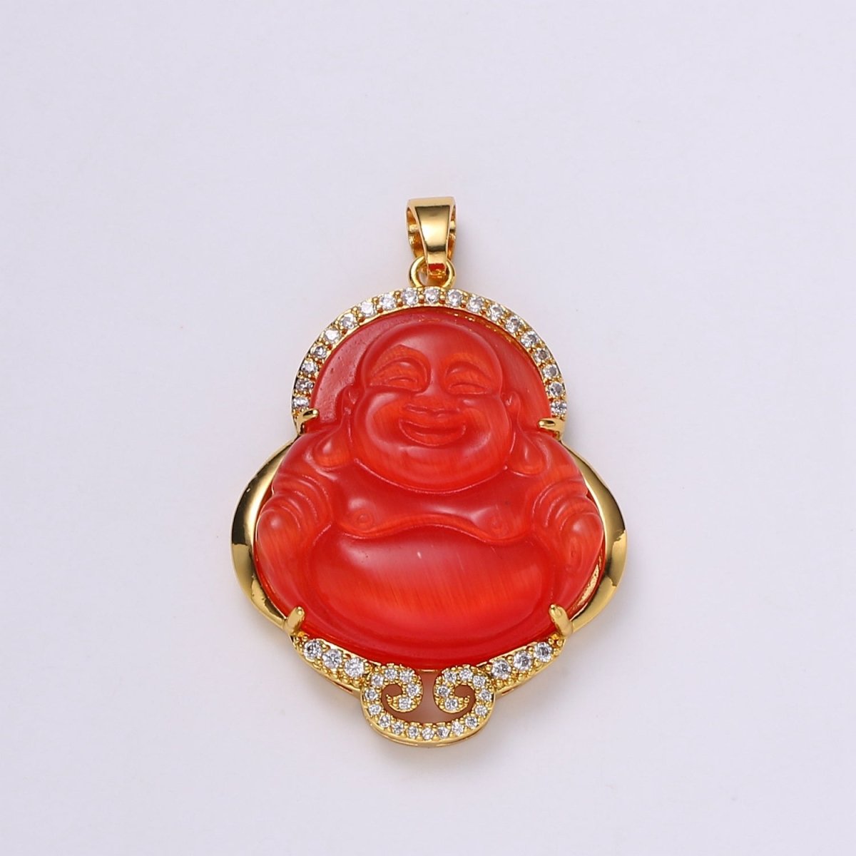 Micro Pave Buddha 24k Gold Filled Buddha Pendant Gold Buddha Charm for Necklace Laughing Buddha for Religious Jewelry Making Supply Trend O-138 ~ O-146 - DLUXCA