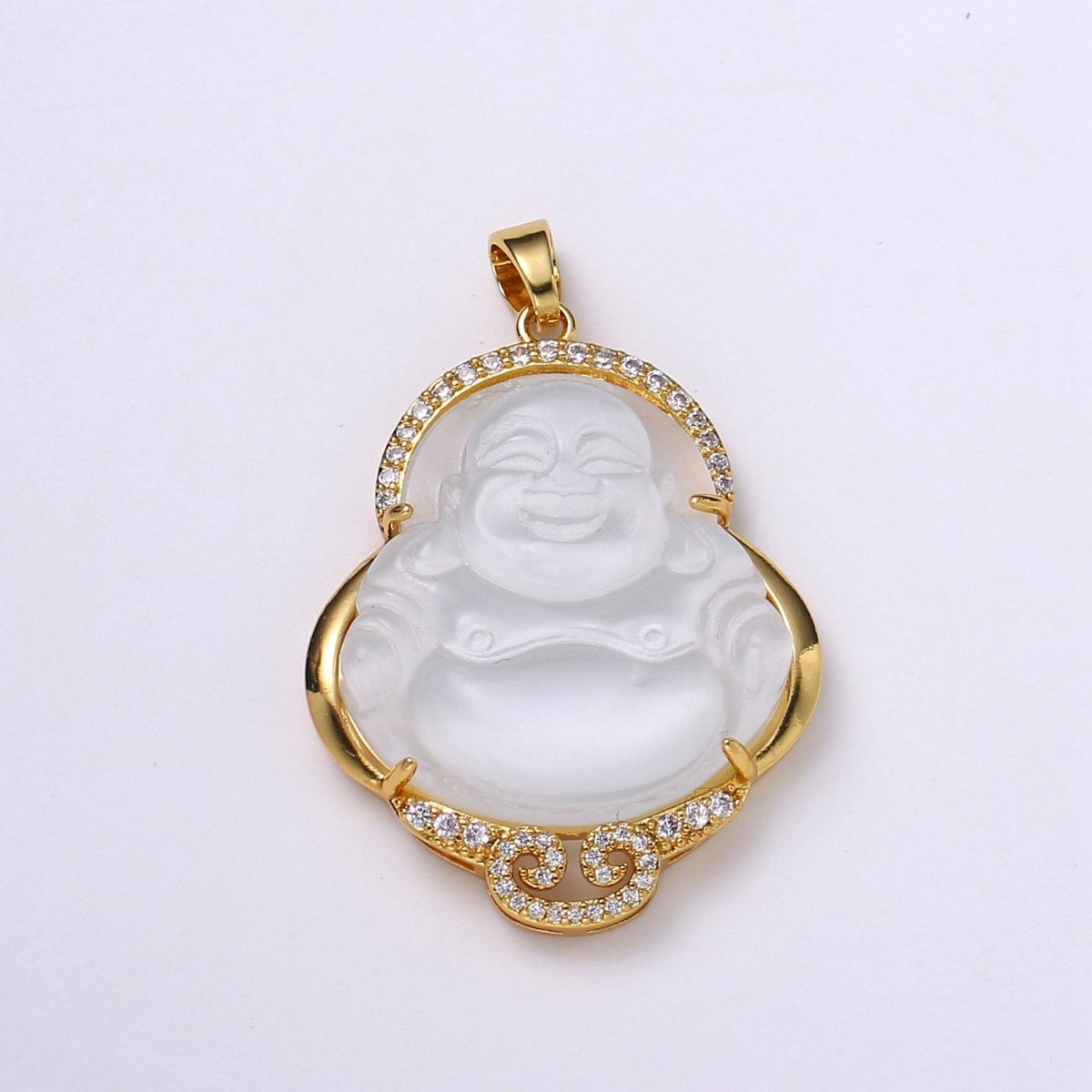 Micro Pave Buddha 24k Gold Filled Buddha Pendant Gold Buddha Charm for Necklace Laughing Buddha for Religious Jewelry Making Supply Trend O-138 ~ O-146 - DLUXCA