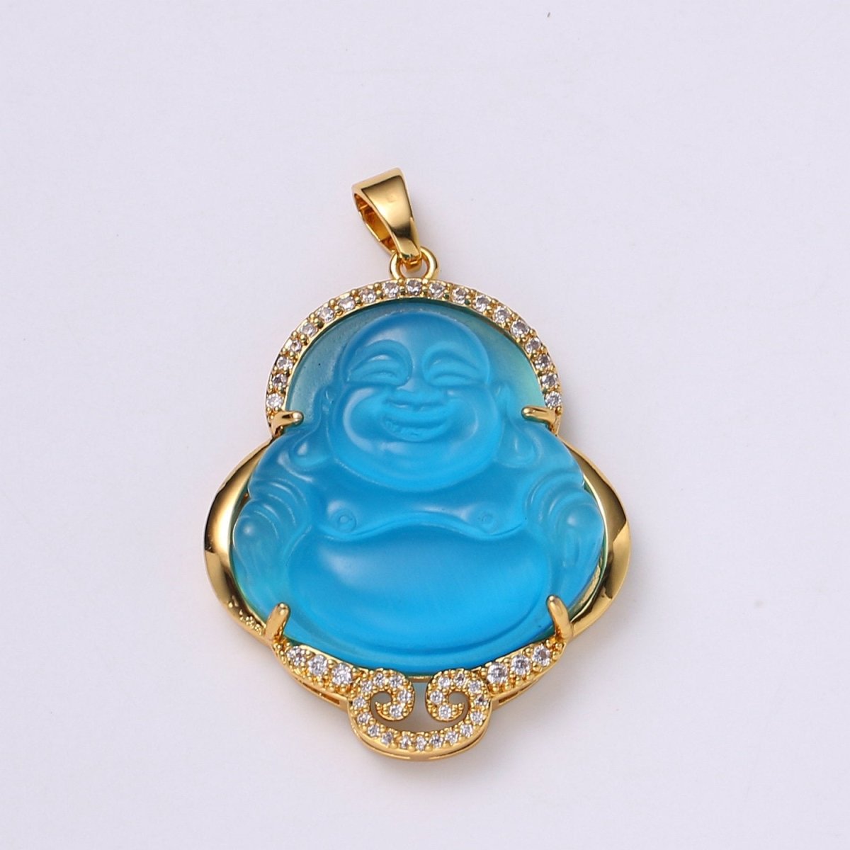 Micro Pave Buddha 24k Gold Filled Buddha Pendant Gold Buddha Charm for Necklace Laughing Buddha for Religious Jewelry Making Supply Trend O-138 ~ O-146 - DLUXCA
