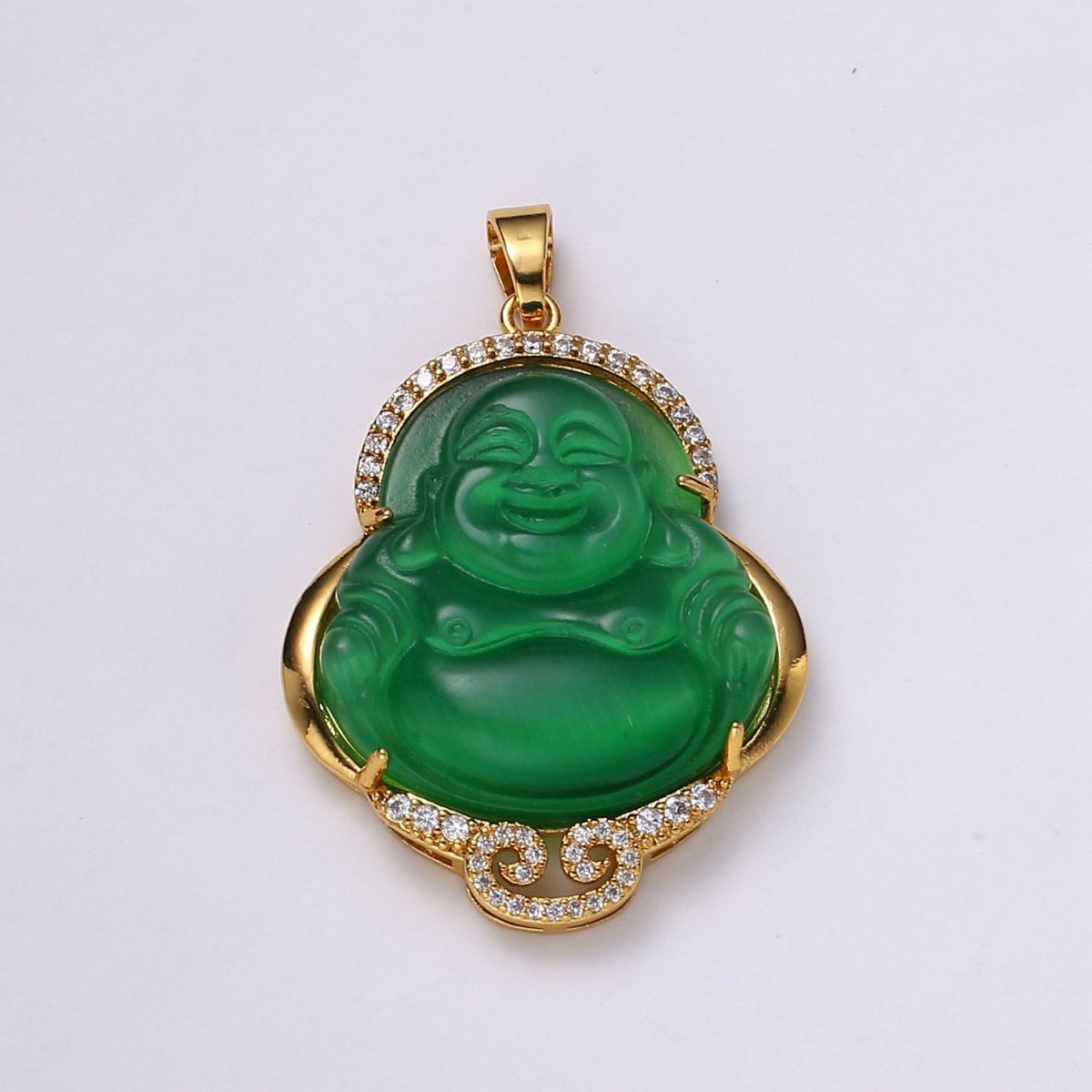 Micro Pave Buddha 24k Gold Filled Buddha Pendant Gold Buddha Charm for Necklace Laughing Buddha for Religious Jewelry Making Supply Trend O-138 ~ O-146 - DLUXCA