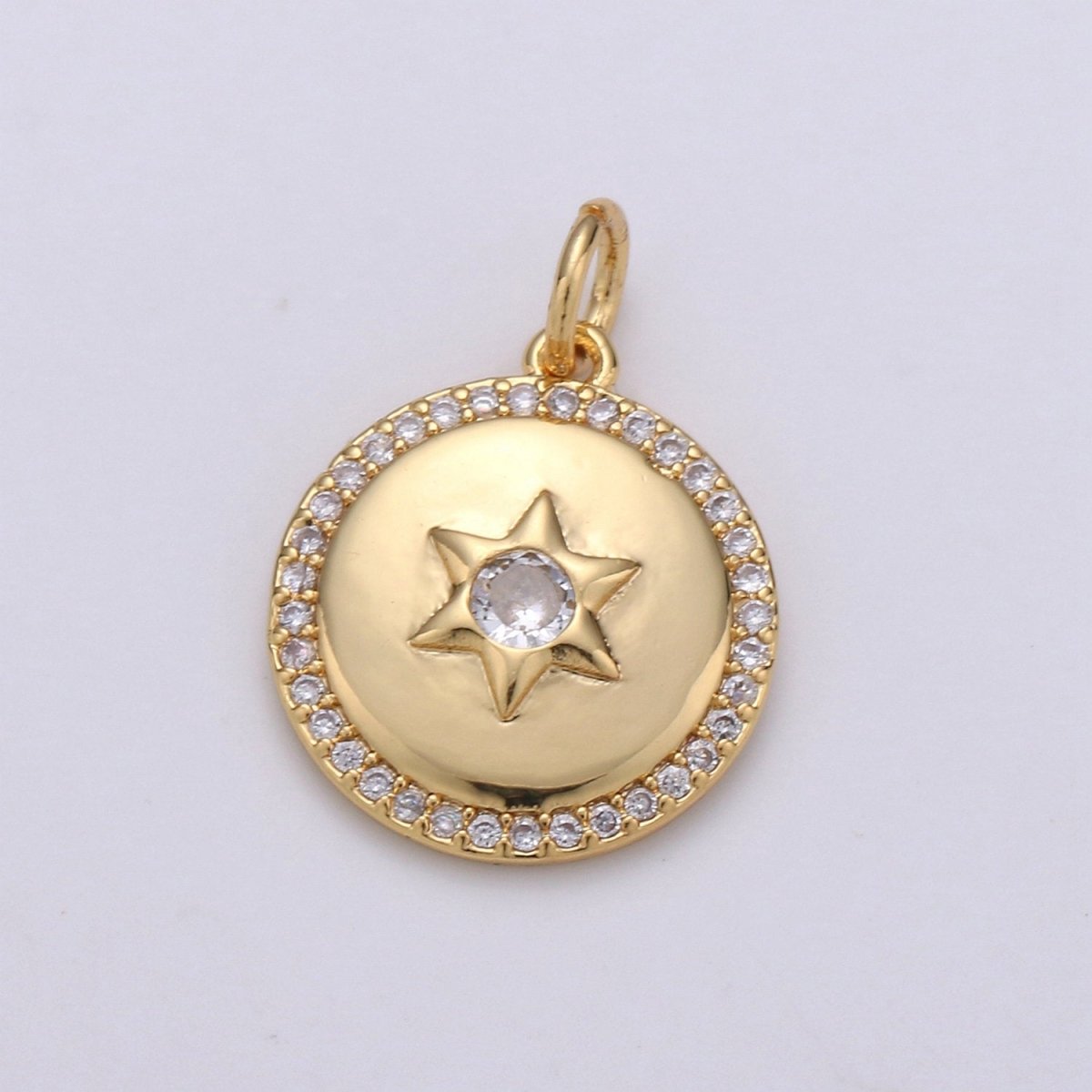 Micro Pave Celestial Jewelry Gold Star Charm Jewelry Making Supply 24K Gold Filled Findings D-407 D-408 - DLUXCA