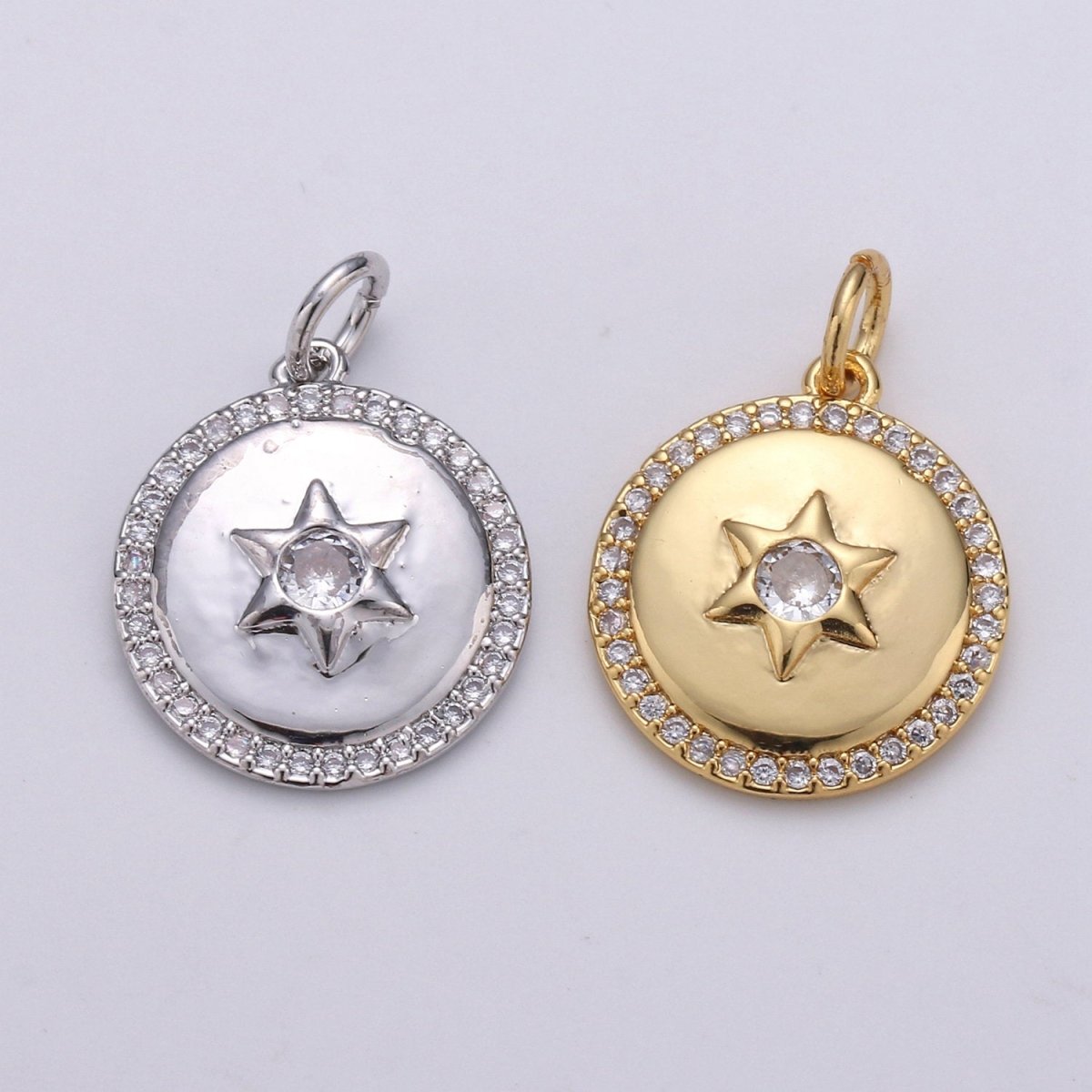 Micro Pave Celestial Jewelry Gold Star Charm Jewelry Making Supply 24K Gold Filled Findings D-407 D-408 - DLUXCA