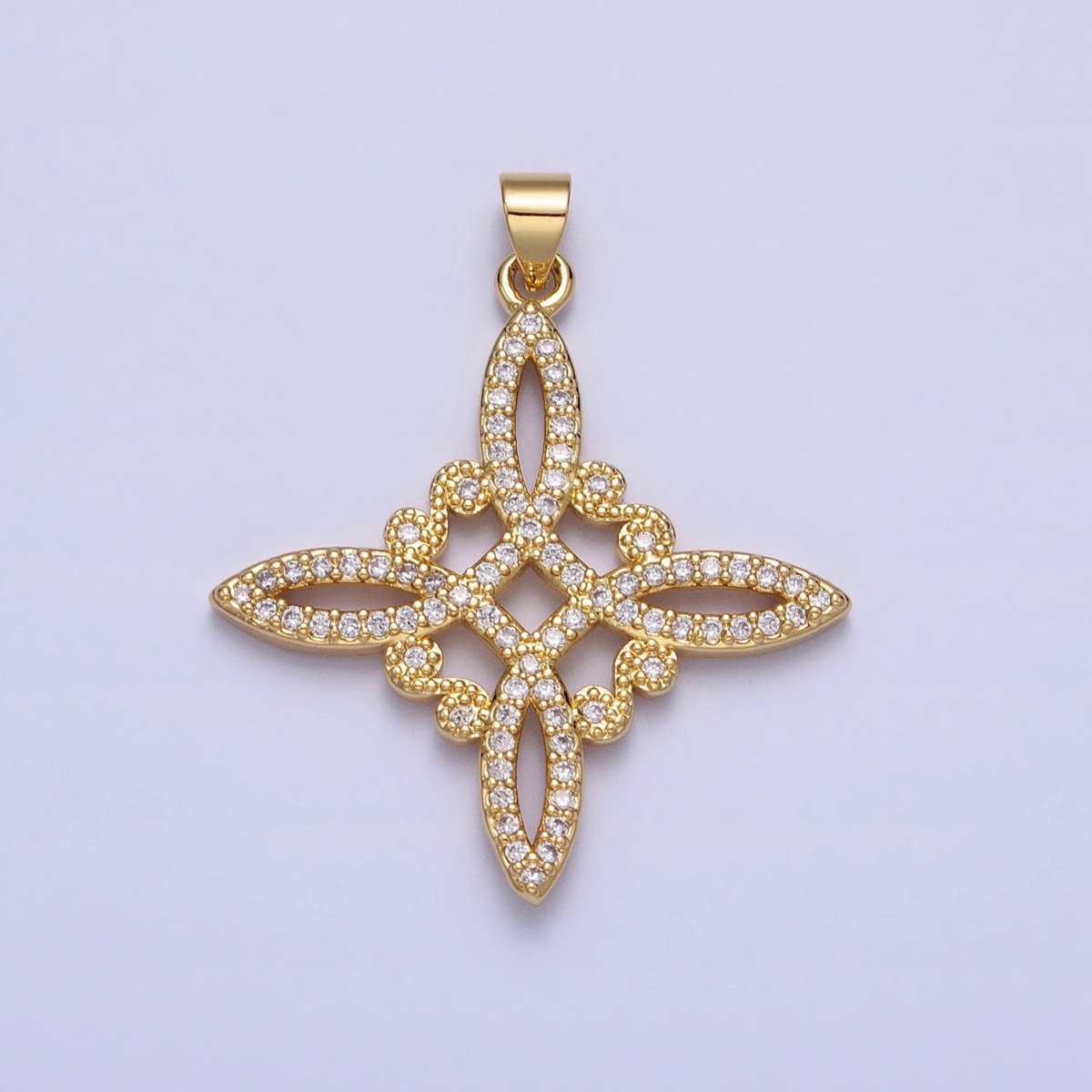 Micro Pave Celtic Knot Gold CZ Eternity Knot Circle Pendant Charm Statement Jewelry Luxury Elegant AA145 - DLUXCA