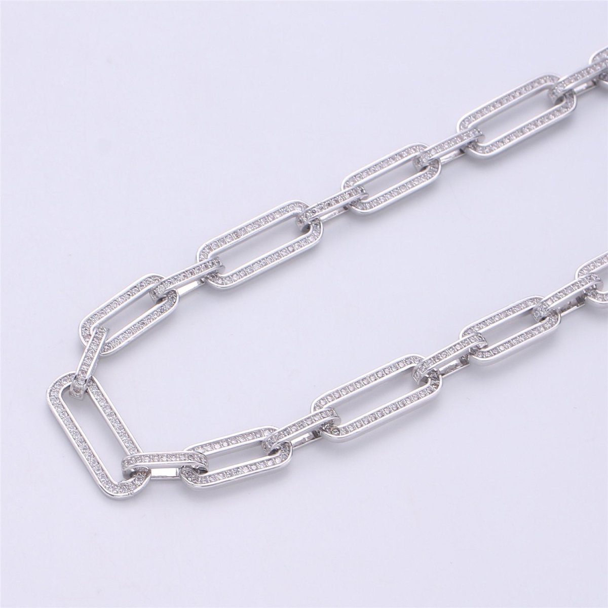 Micro Pave Chain 24K Gold Filled PAPER CLIP Chain, Thick Elongated Chain by Meter for Statement Necklace Making Supply, 8X20mm 1mm Thickness , UNIQUE PAPERCLIP Chain | ROLL-080(O-055),ROLL-081(O-056) Clearance Pricing - DLUXCA