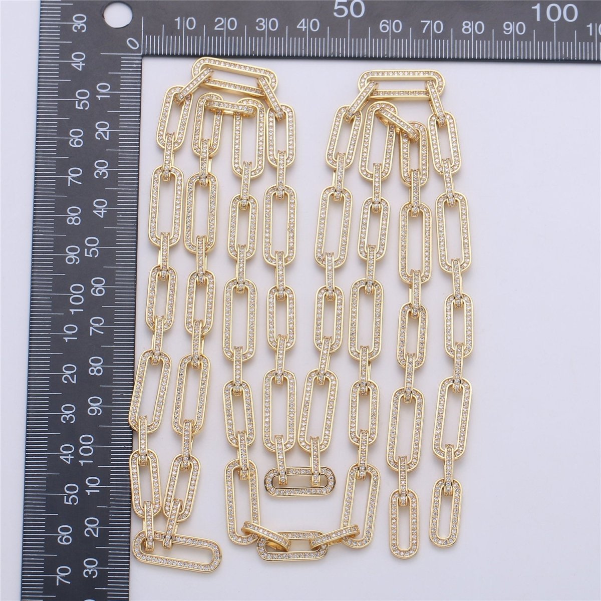 Micro Pave Chain 24K Gold Filled PAPER CLIP Chain, Thick Elongated Chain by Meter for Statement Necklace Making Supply, 8X20mm 1mm Thickness , UNIQUE PAPERCLIP Chain | ROLL-080(O-055),ROLL-081(O-056) Clearance Pricing - DLUXCA