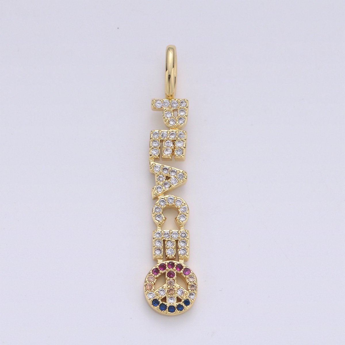 Micro Pave Charm 14k Gold Filled Peace Letter Charm Dangle Earrings Statement Necklace Jewelry Component Supply D-096 - DLUXCA