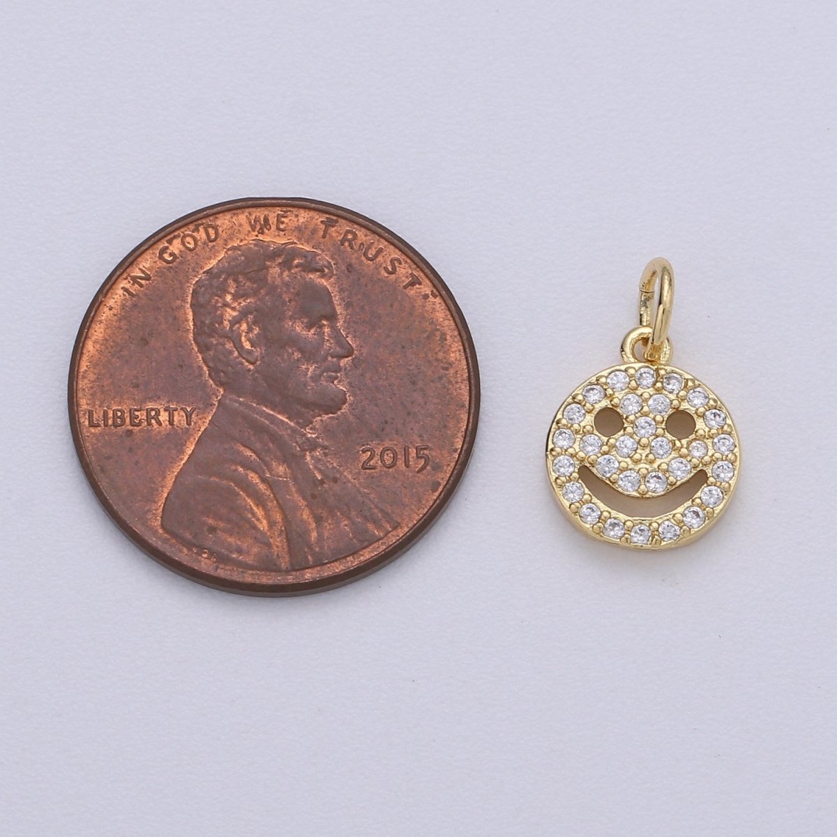 Micro Pave Charm Dainty Smile coin Mini Happy Smile pendant Gold Smiley Face 14k Gold Filled Emoji Charm Bracelet Earring Necklace Component D-667 - DLUXCA