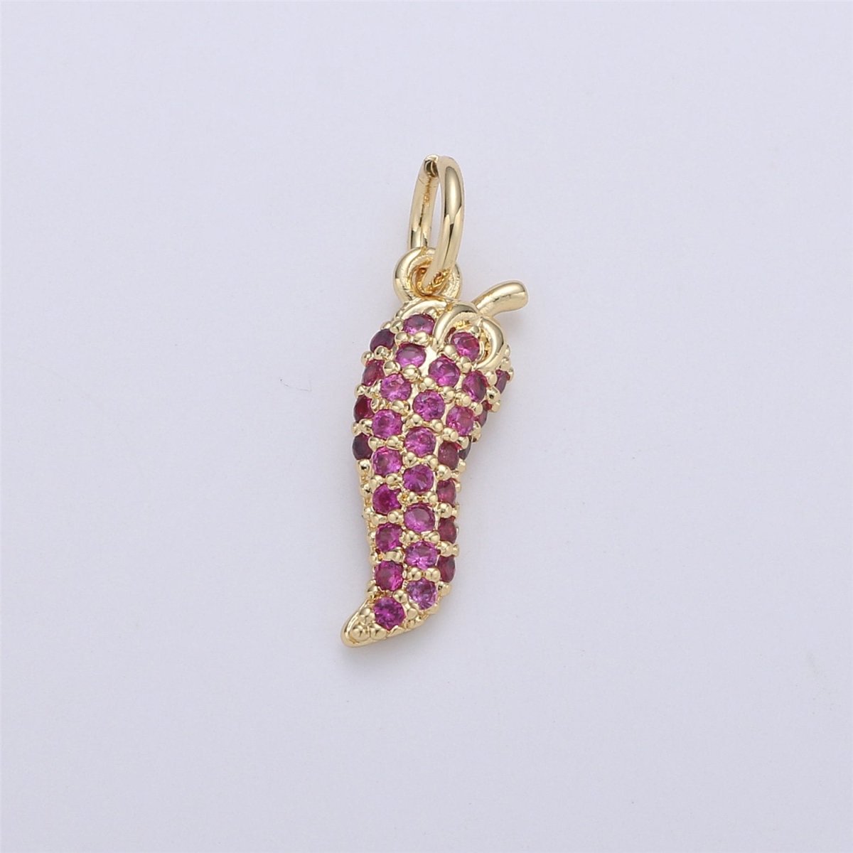 Micro Pave chili Charm necklace pendant red pepper hot pepper chili pepper jewelry statement necklace vegetable miniature food inspired C-907 - DLUXCA