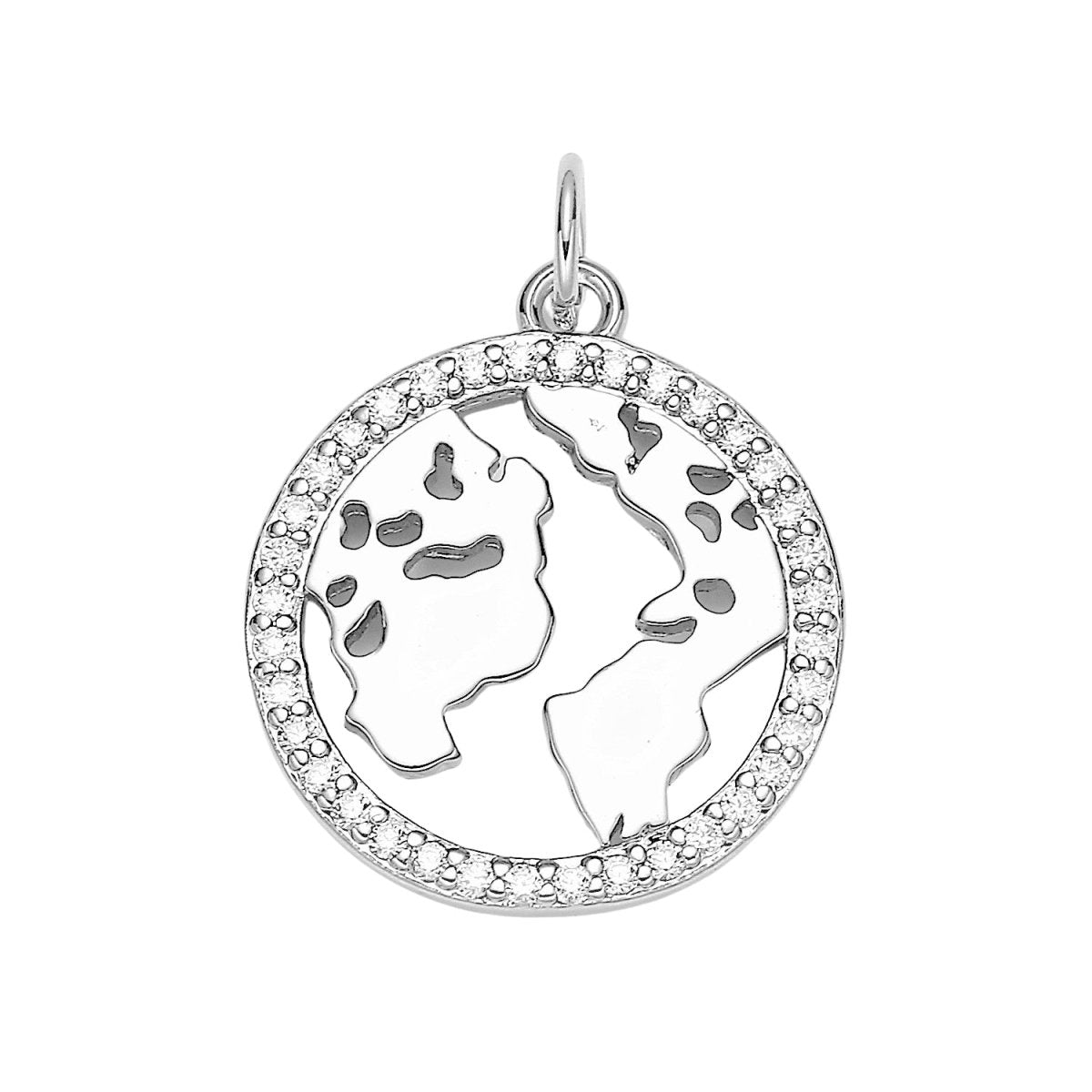 Micro Pave Clear CZ Planet of the Universe Pendant 18K gold Charm, Star Galaxy, World Continent DIY Jewelry Necklace E-590 E-598 - DLUXCA