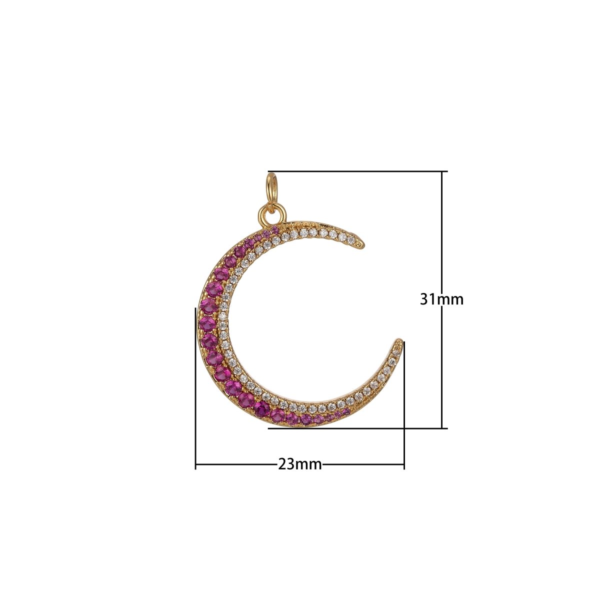 Micro Pave Crescent Moon Charm for Celestial Pendant Jewelry Making E-930 E-931 - DLUXCA