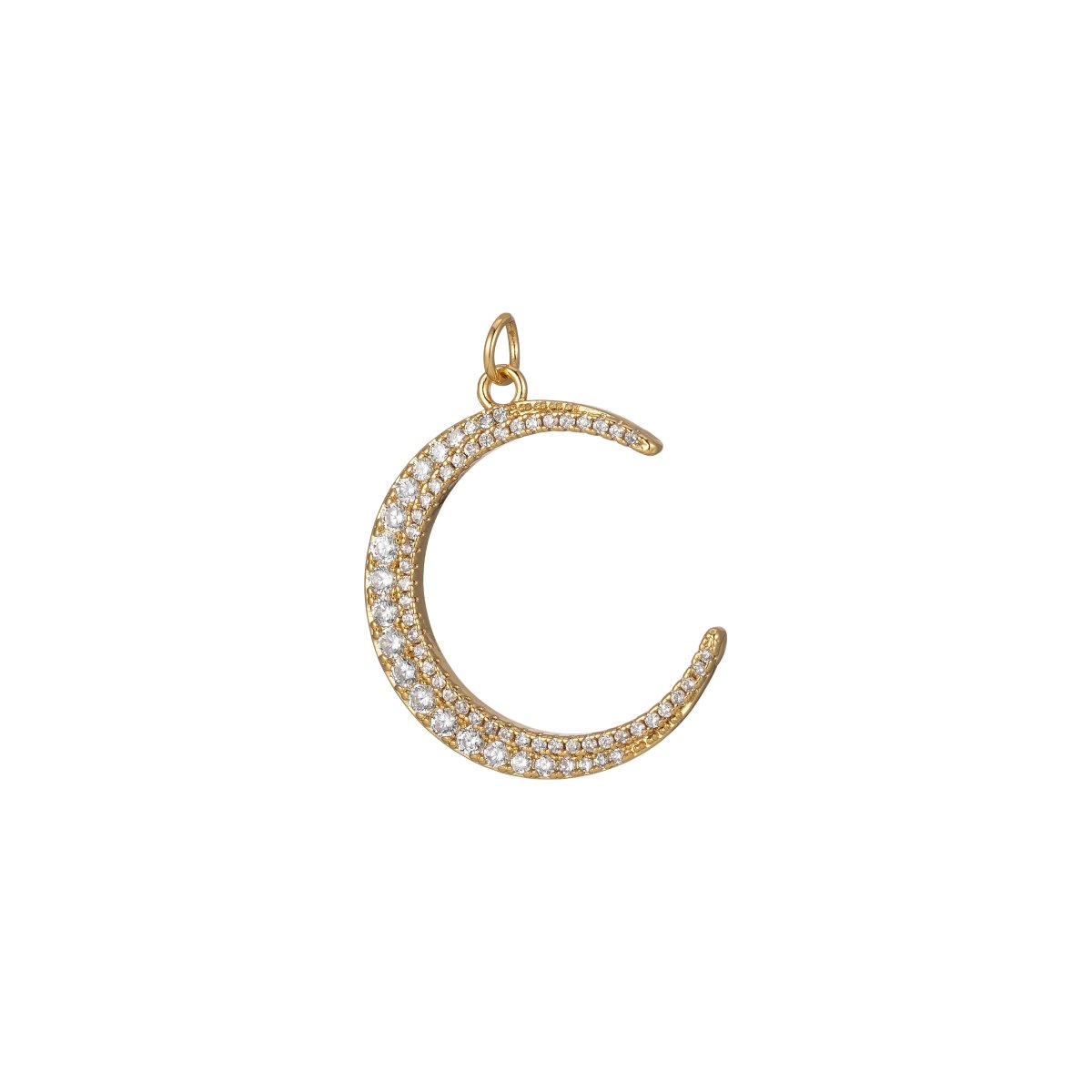 Micro Pave Crescent Moon Charm for Celestial Pendant Jewelry Making E-930 E-931 - DLUXCA