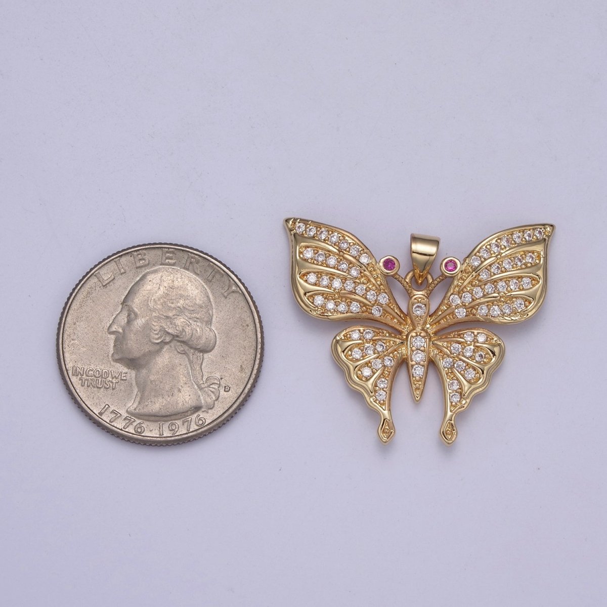 Micro pave Cubic Zirconia Gold Filled Butterfly Charm Mariposa Butterfly Pendant DIY Jewelry Accessories H-504 H-505 - DLUXCA