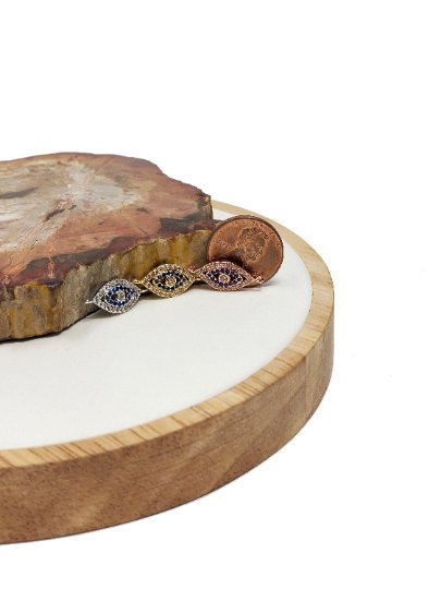 Micro Pave CZ Evil Eye Connector 16mm, 14k Gold Filled Evil Eye Charms, Cubic Zirconia Crystal Paved Eye Links Bracelet Connector, F-282 - DLUXCA