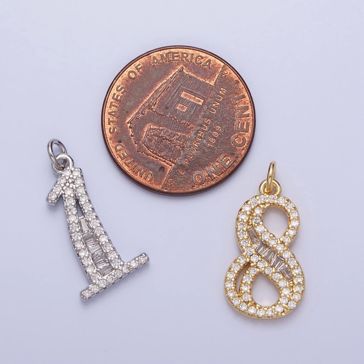 Micro Pave CZ Numbering Charms Pave Dangle Gold Filled Over Brass Number Charms Women Pave Number Findings Number 0-9 Charms AC519 - AC528 - DLUXCA