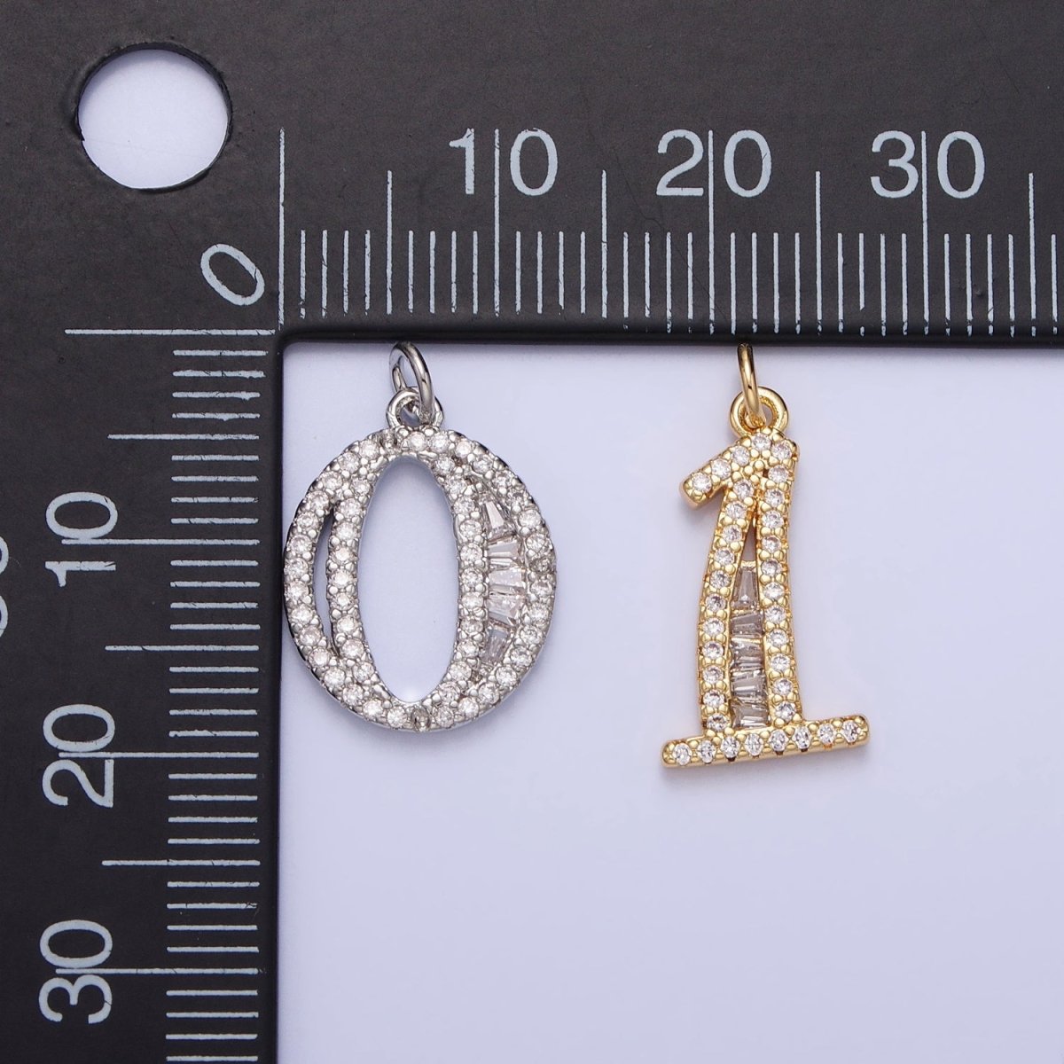 Micro Pave CZ Numbering Charms Pave Dangle Gold Filled Over Brass Number Charms Women Pave Number Findings Number 0-9 Charms AC519 - AC528 - DLUXCA