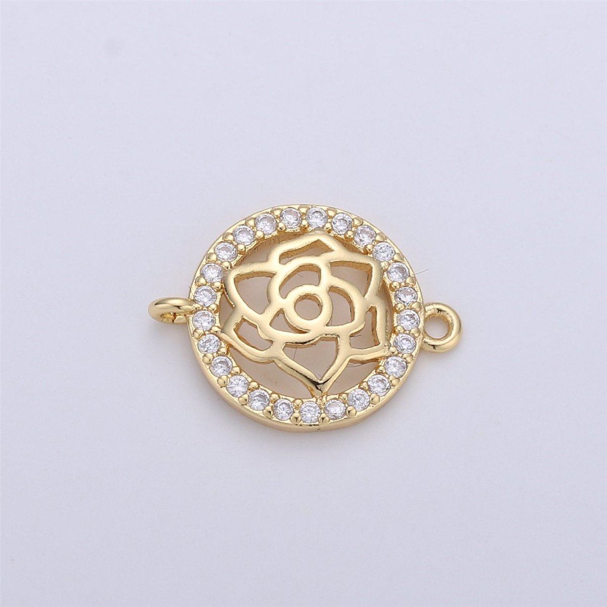 Micro Pave Dainty Rose Connectors Filigree Flower Charms in 14K Gold Filled for Bracelet Jewelry Supplies Component F-325 - DLUXCA