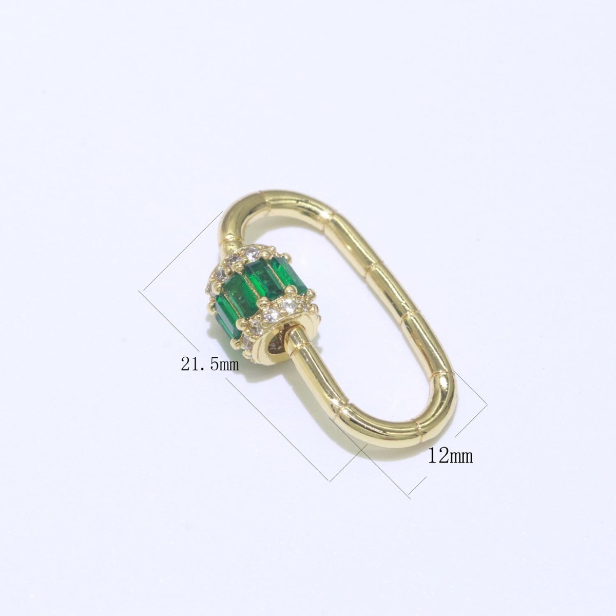 Micro Pave Diamond Heart w/ Screw Mechanism Clasp, Gold Clear Carabiner Snap Lock Supply for heavier chain connector L-334~L-337 - DLUXCA