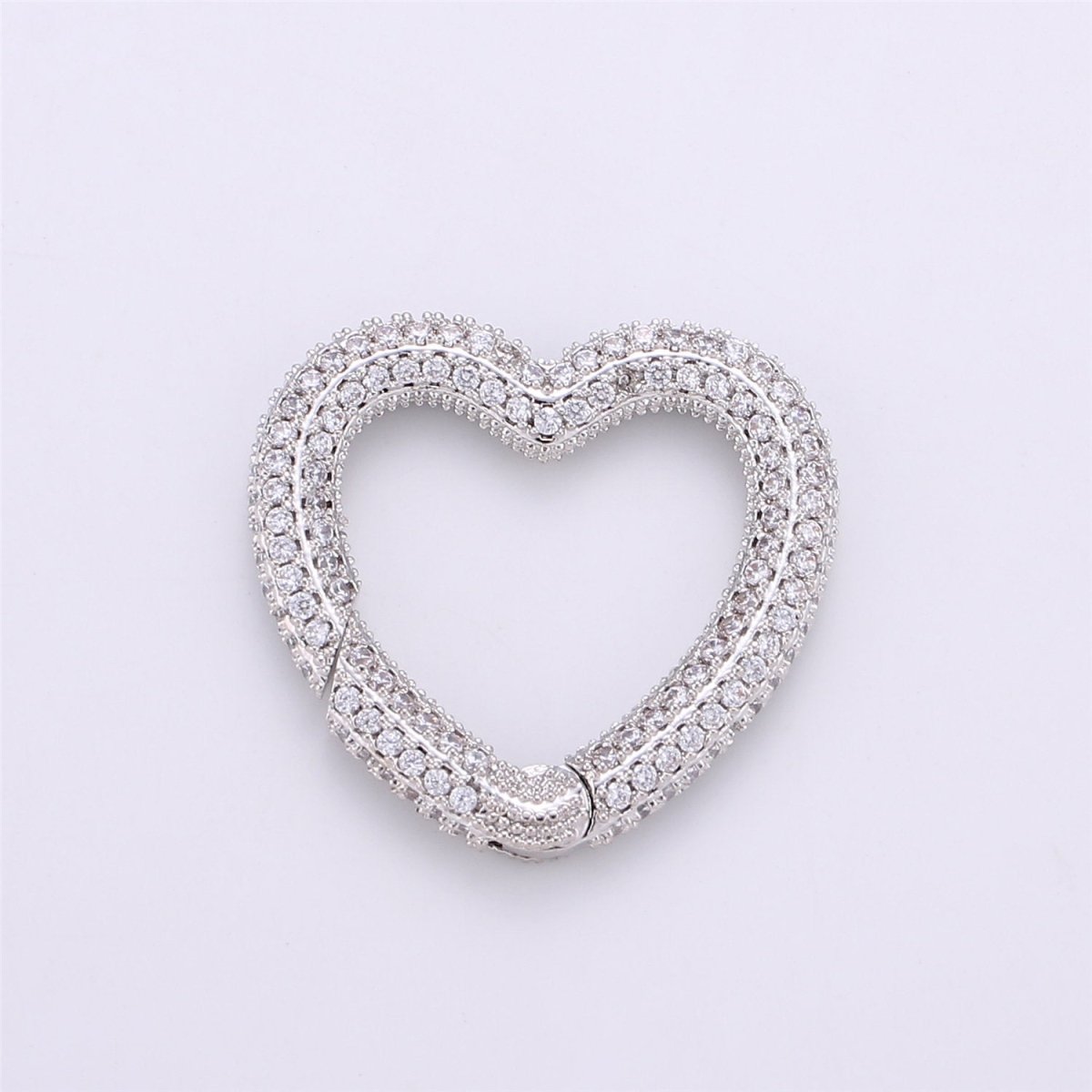 Micro Pave Diamond Heart w/ Screw Mechanism Clasp, Gold Silver Black Rose Gold Carabiner Snap Lock Supply for heavier chain connector L-256 L-257 K-366 - K-368 - DLUXCA