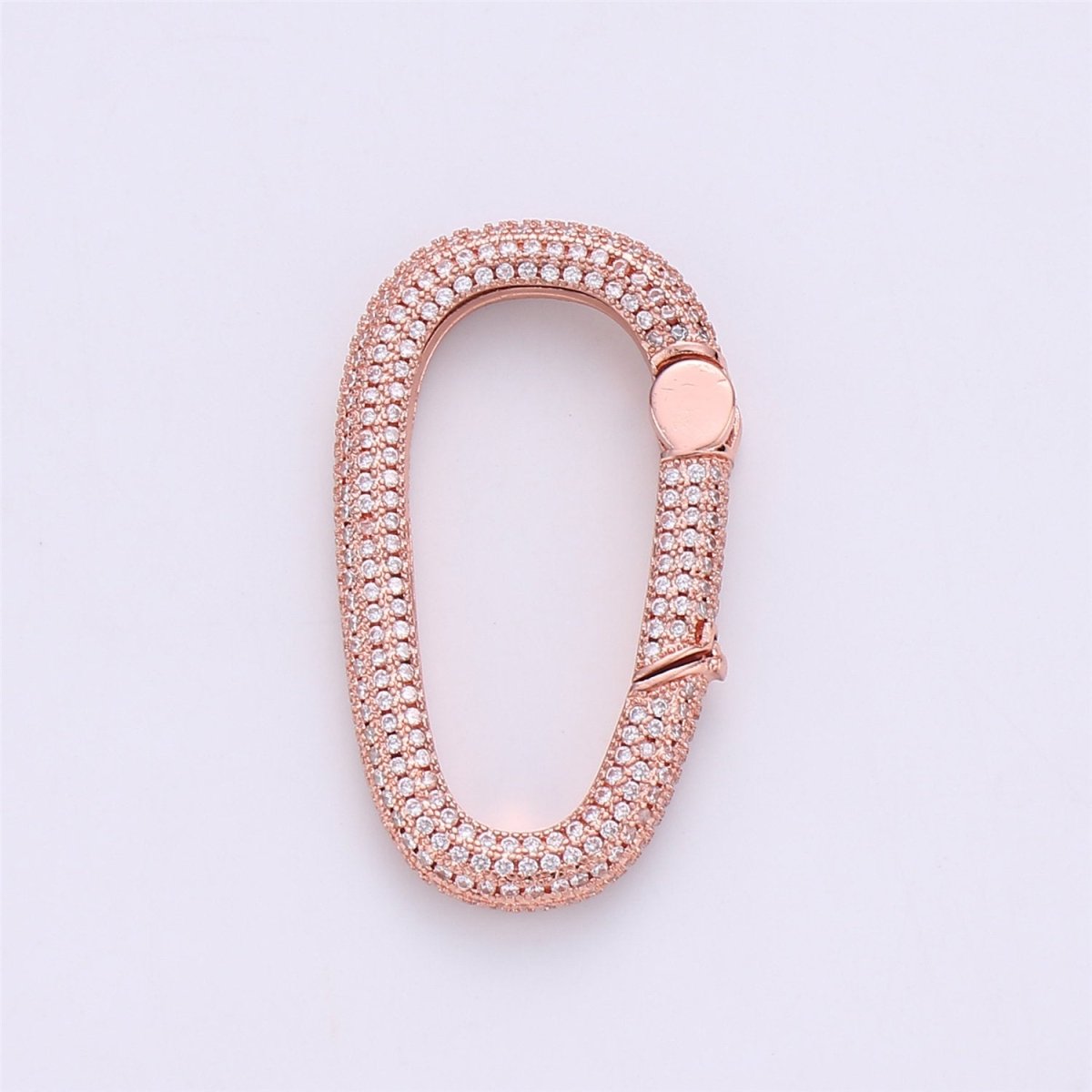 Micro Pave Diamond Oval w/ Screw Mechanism Clasp, Gold Silver Black Rose Gold Carabiner Snap Lock Supply for heavier chain connector, K-394, K-361 - DLUXCA