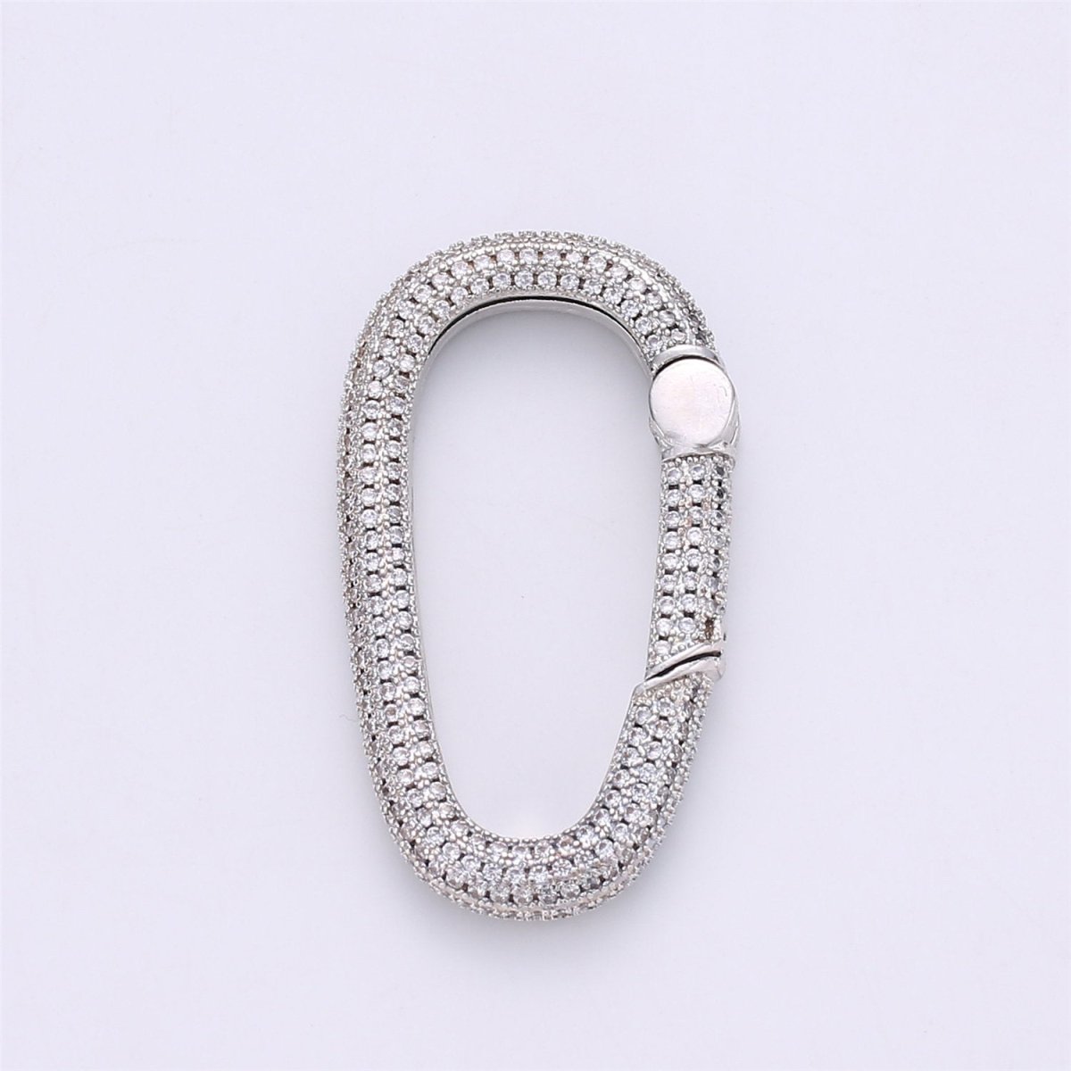 Micro Pave Diamond Oval w/ Screw Mechanism Clasp, Gold Silver Black Rose Gold Carabiner Snap Lock Supply for heavier chain connector, K-394, K-361 - DLUXCA