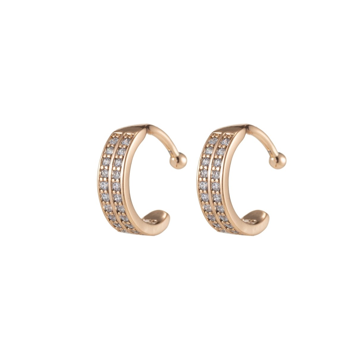 Micro pave ear cuff, Clear midi ear cuff, non pierced earcuff, Dainty Hoop Ear Cuff, Wrap Clip On Earrings AI-039 - DLUXCA