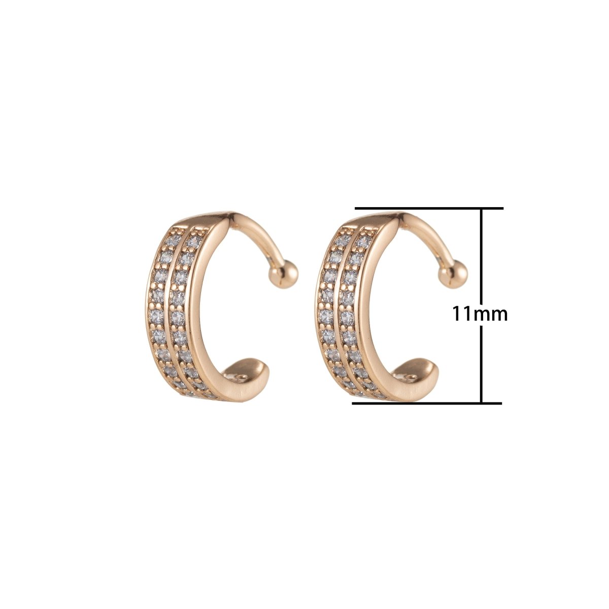 Micro pave ear cuff, Clear midi ear cuff, non pierced earcuff, Dainty Hoop Ear Cuff, Wrap Clip On Earrings AI-039 - DLUXCA