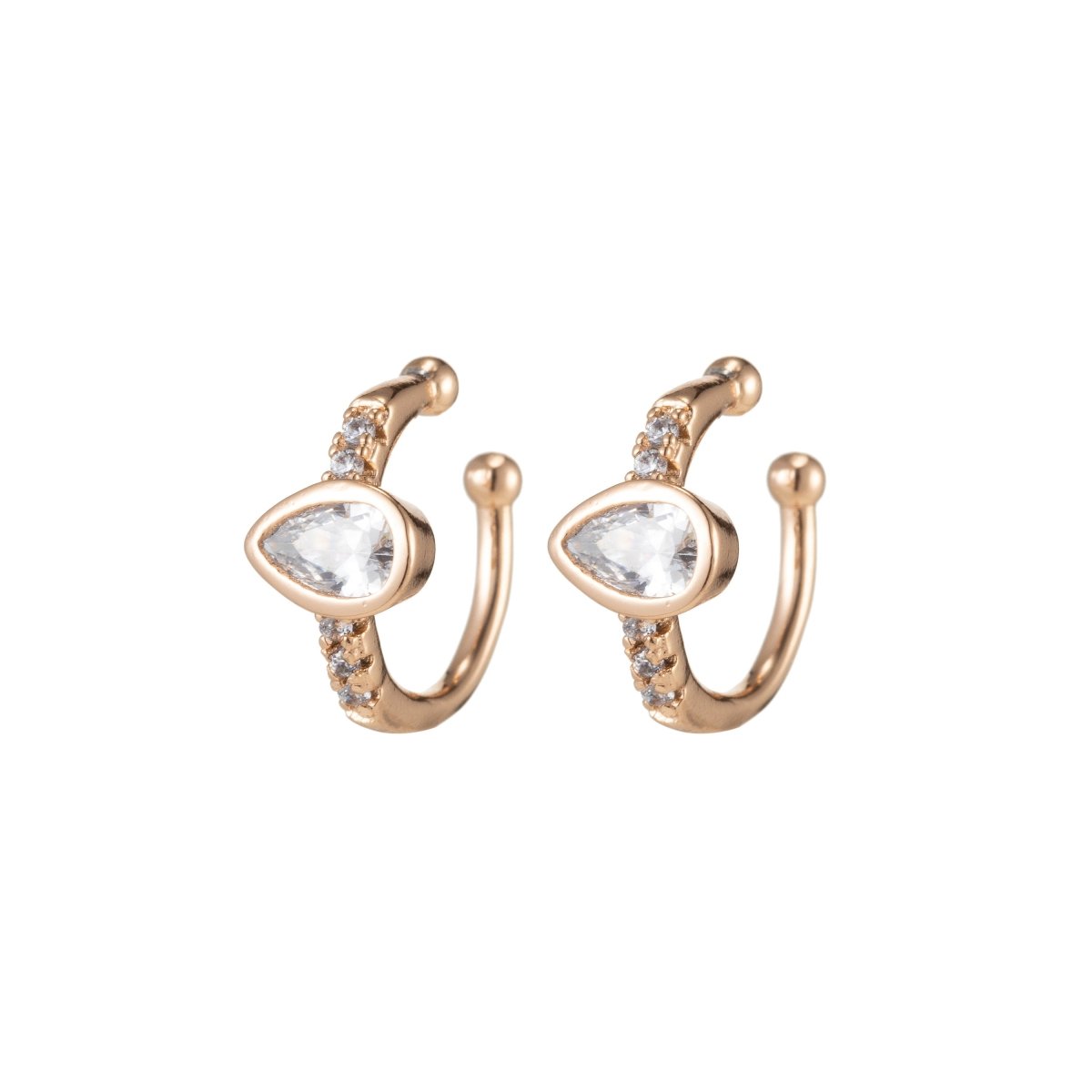 Micro pave ear cuff, Fashion Diamond ear cuff, non pierced earcuff, Dainty Hoop Ear Cuff, Wrap Clip On Earrings AI-058 - DLUXCA