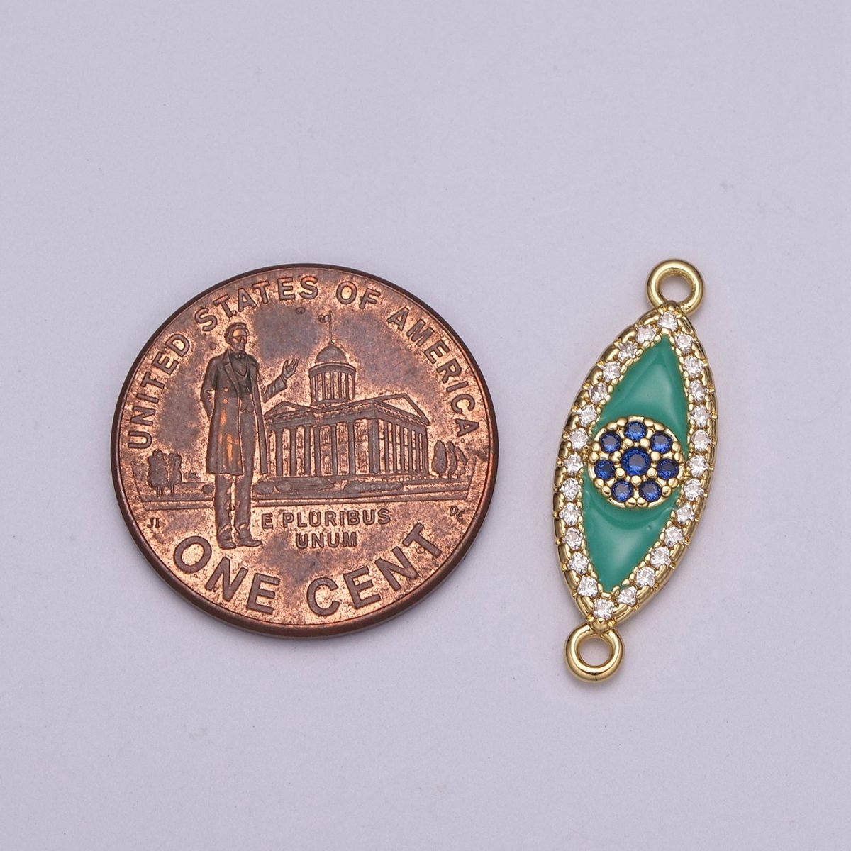 Micro Pave Evil Eye Connector Gold / Silver Eye Connector for Bracelet Link Connector N-105 N-106 - DLUXCA