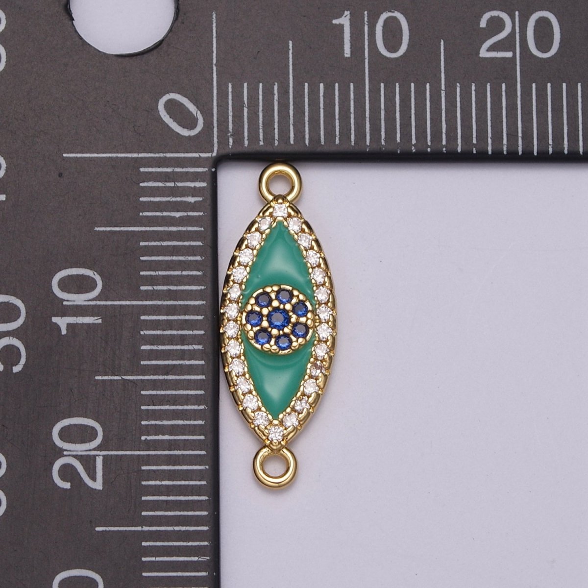 Micro Pave Evil Eye Connector Gold / Silver Eye Connector for Bracelet Link Connector N-105 N-106 - DLUXCA