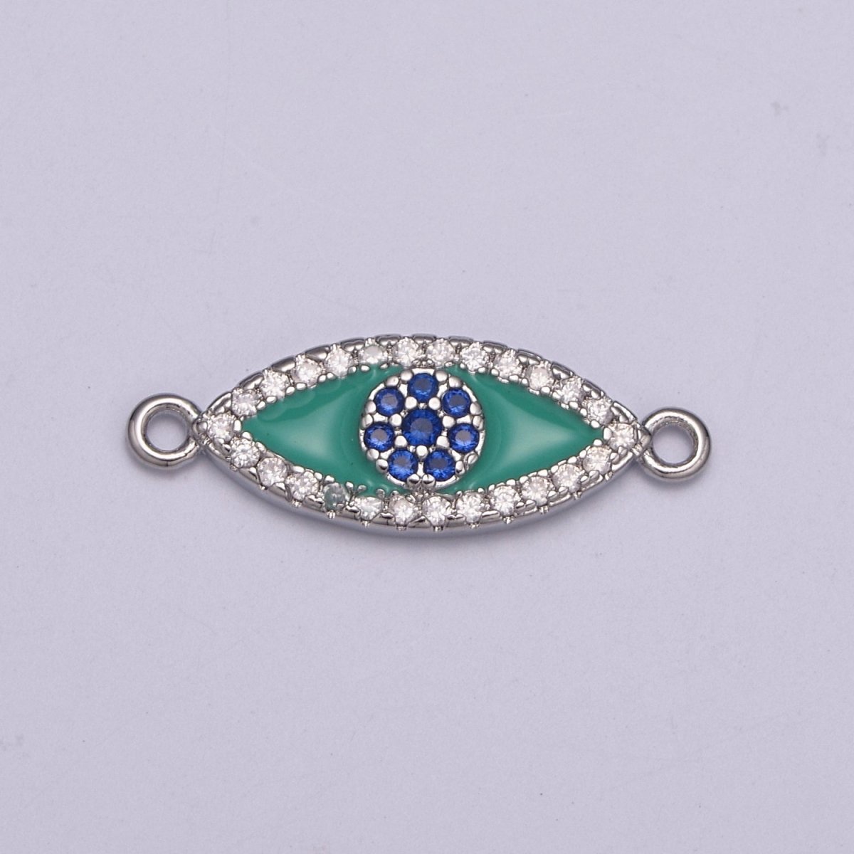 Micro Pave Evil Eye Connector Gold / Silver Eye Connector for Bracelet Link Connector N-105 N-106 - DLUXCA