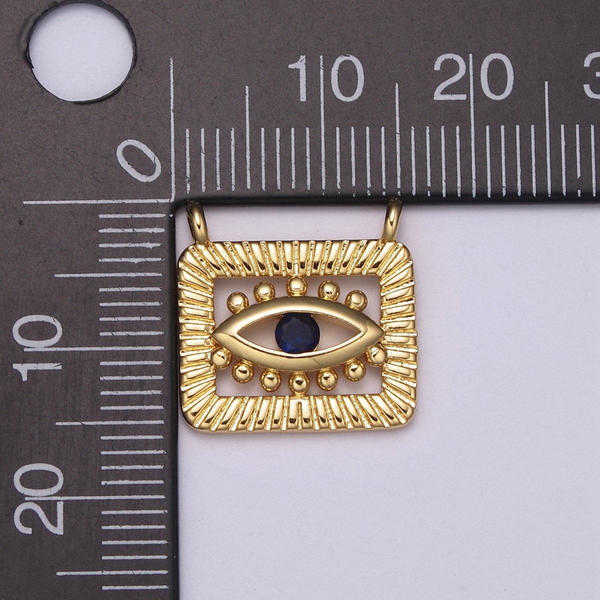 Micro Pave Evil Eye Connector Gold Square Eye Connector for Necklace Charm Link Connector N-107 - DLUXCA