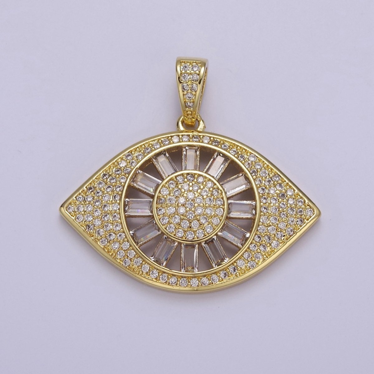 Micro Pave Evil Eye Pendant, Lucky Eye Shaped Pave Pendant, Gold Filled Protection Eye charm J-725 J-726 J-728 J-729 J-732 - DLUXCA