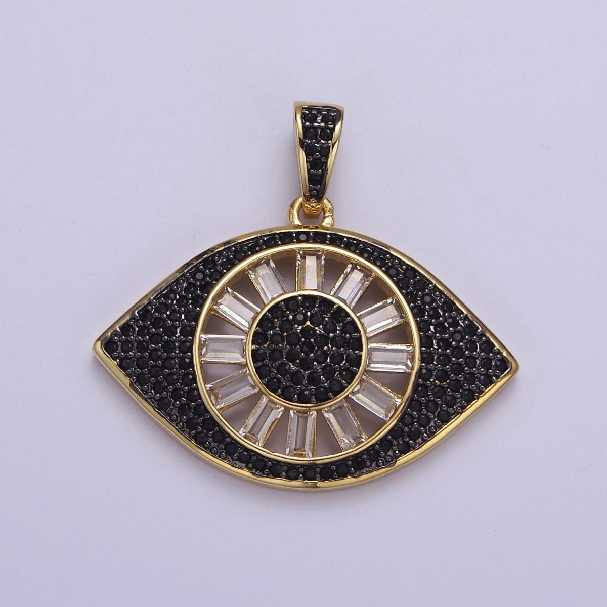 Micro Pave Evil Eye Pendant, Lucky Eye Shaped Pave Pendant, Gold Filled Protection Eye charm J-725 J-726 J-728 J-729 J-732 - DLUXCA