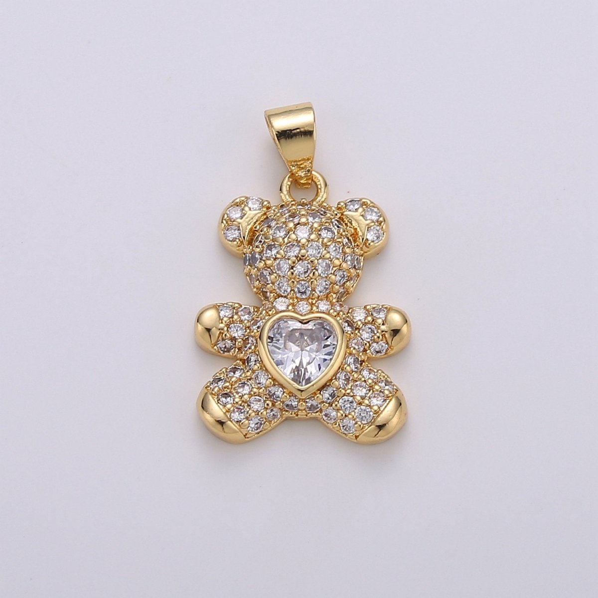 Micro Pave Gold Bear Charm Teddy Bear Charm Necklace Pendant / Keychain / Earrings / Kids Crafts I-747~I-749 - DLUXCA
