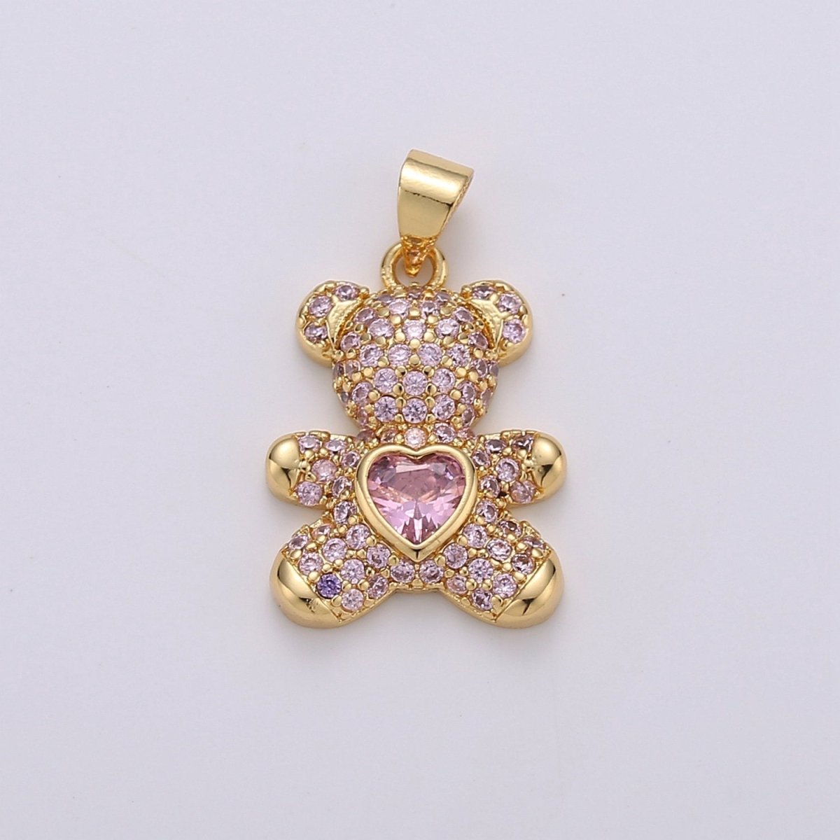 Micro Pave Gold Bear Charm Teddy Bear Charm Necklace Pendant / Keychain / Earrings / Kids Crafts I-747~I-749 - DLUXCA