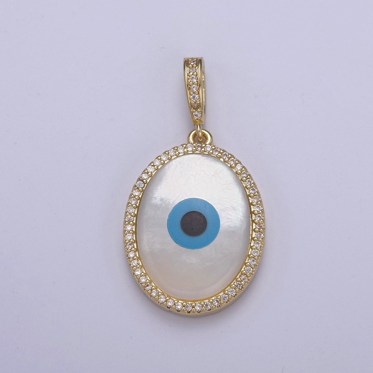 Micro Pave Gold Big Bold Evil Eye Charm For Statement Jewelry Necklace H-796 - DLUXCA