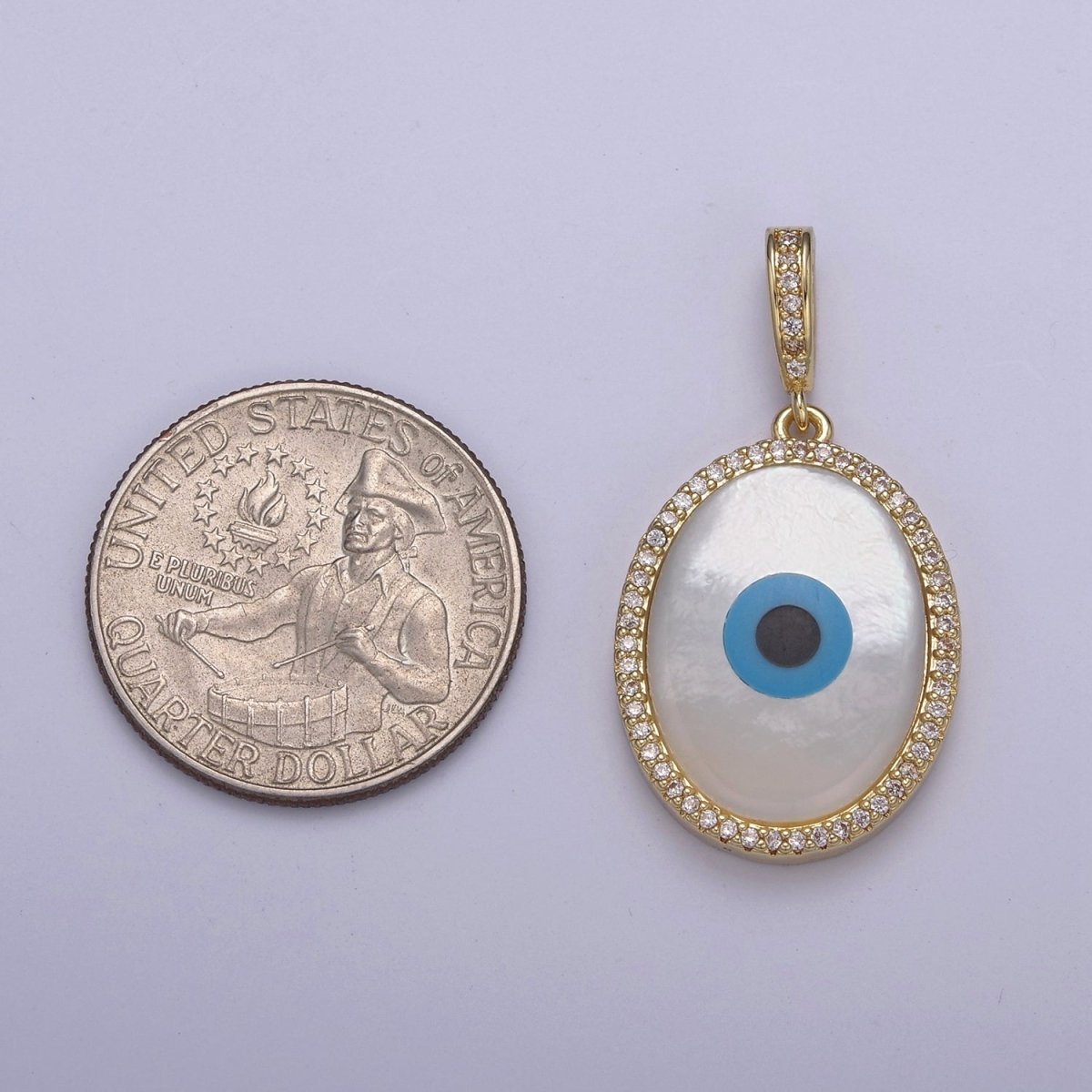 Micro Pave Gold Big Bold Evil Eye Charm For Statement Jewelry Necklace H-796 - DLUXCA