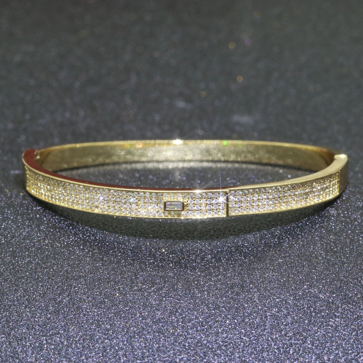 Micro Pave Gold Bracelet 14K Gold Filled Stackable Jewelry Gold Bangle Bracelet | WA-071 Clearance Pricing - DLUXCA