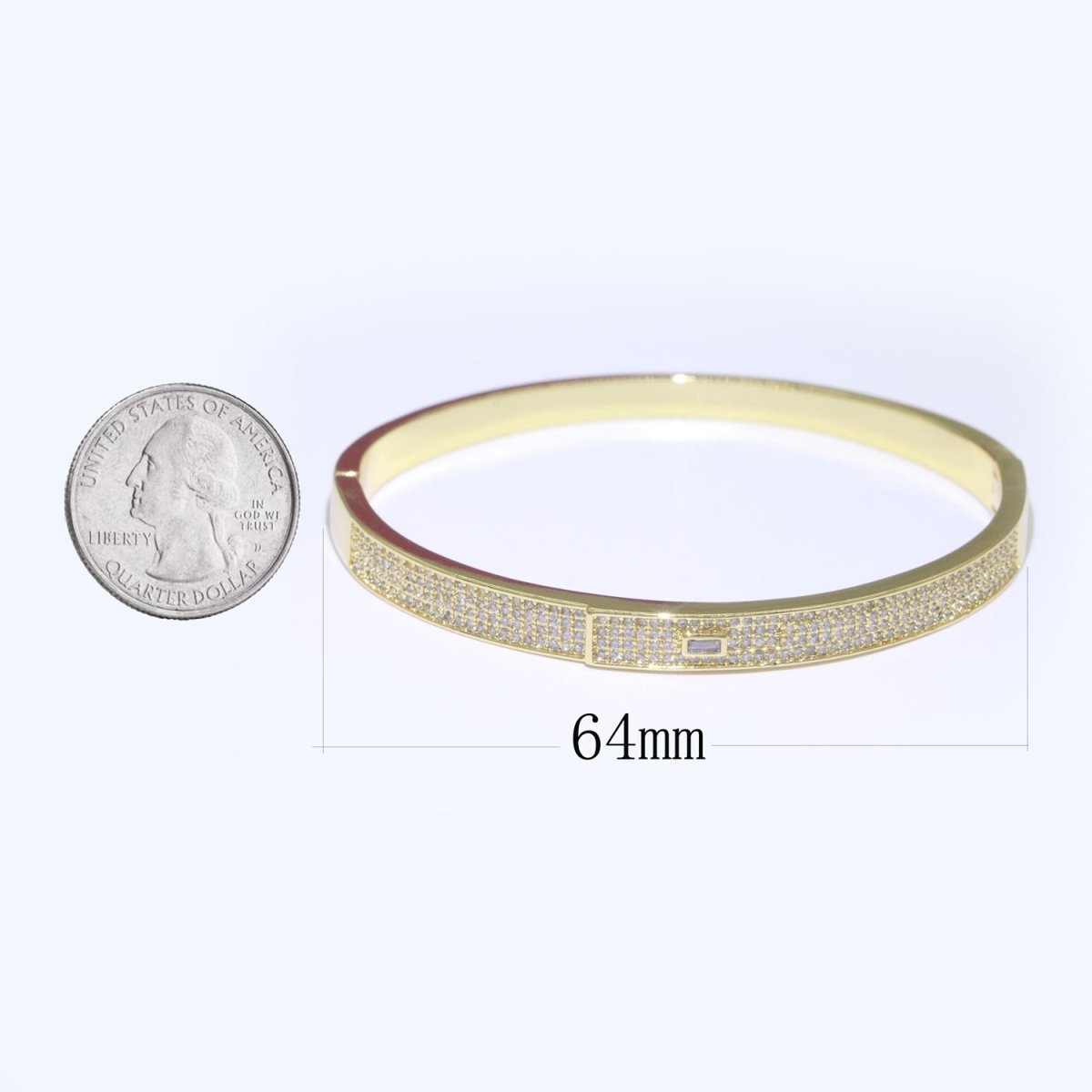 Micro Pave Gold Bracelet 14K Gold Filled Stackable Jewelry Gold Bangle Bracelet | WA-071 Clearance Pricing - DLUXCA