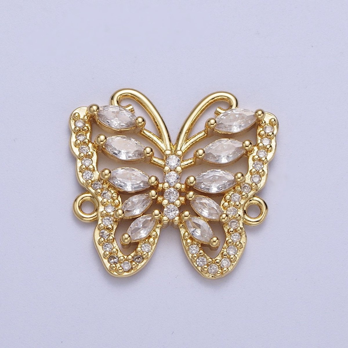 Micro Pave Gold Butterfly Charm Connector for Bracelet Necklace Link Connector F-316 - DLUXCA