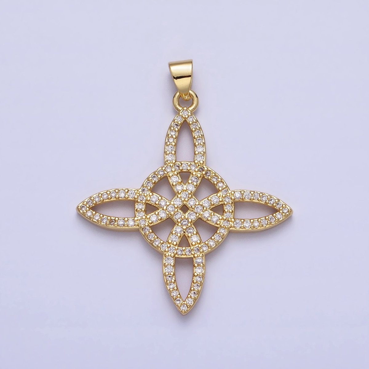 Micro Pave Gold Celtic Irish Scottish Trinity Knot Pendant Statement Celtic Knot Eternity Charm for Necklace AA-144 - DLUXCA