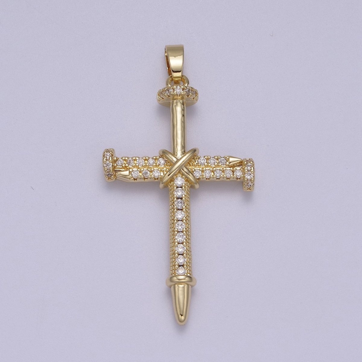 Micro Pave Gold Cross Pendant with Clear / Black Cz Stone N-592 N-593 - DLUXCA