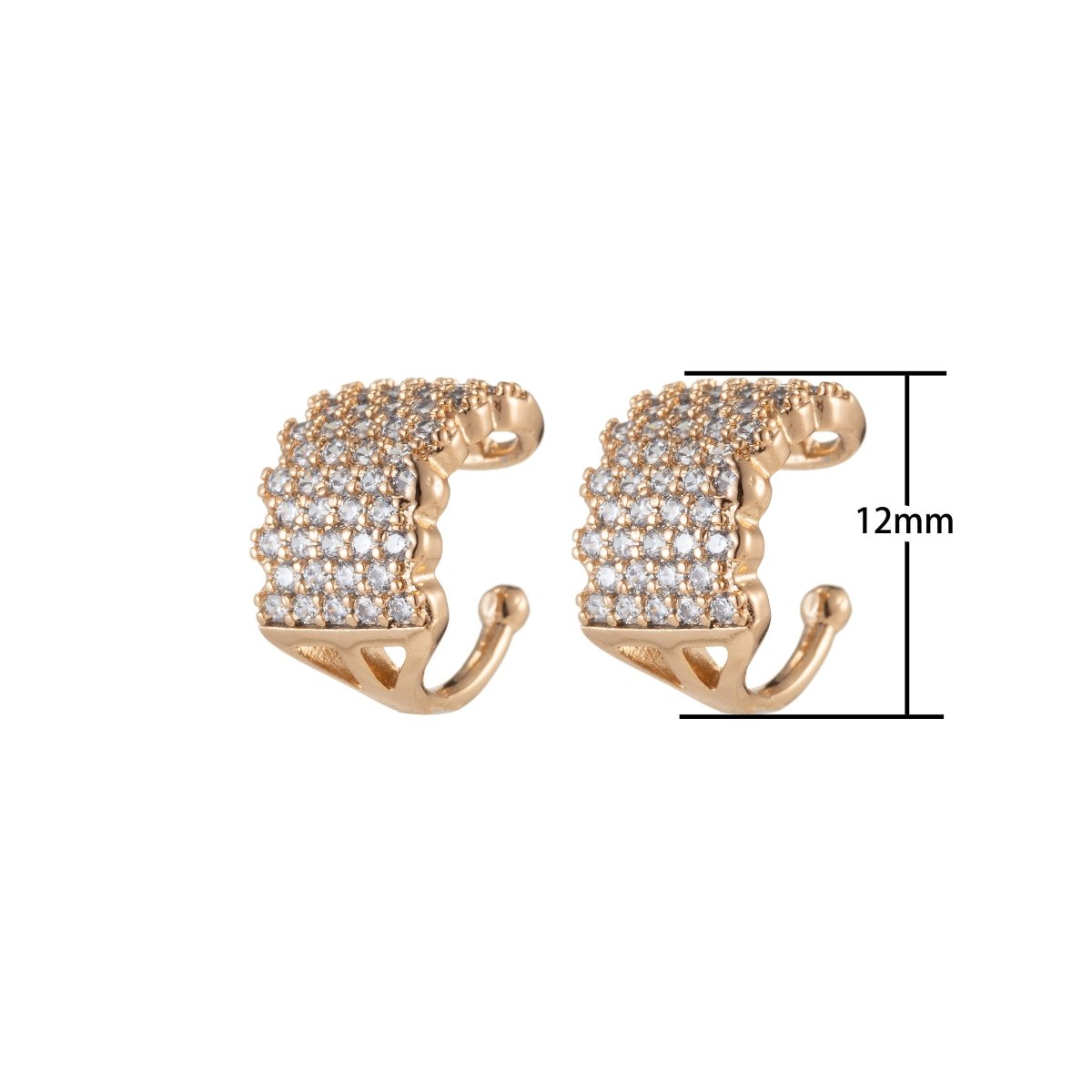 Micro Pave gold ear cuff, Dainty cuff, Conch cz ear cuff, Huggie earcuff, Non pierced cz ear cuff, Dainty ear cuff, Gold ear cuff, Conch cz AI-049 - DLUXCA