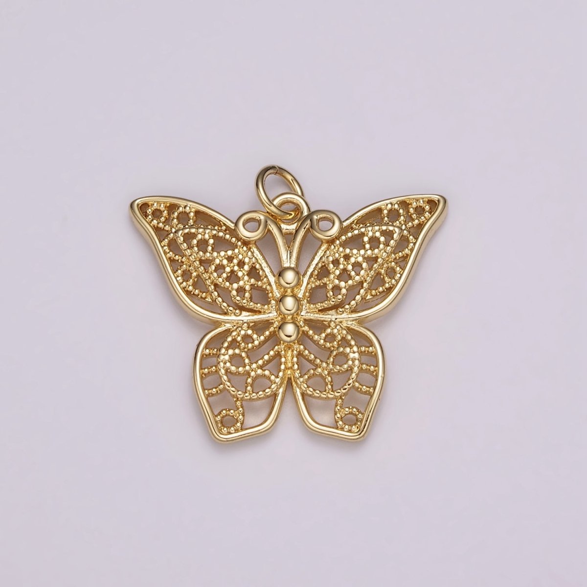 Micro Pave Gold Monarch Charm, Bracelet, Necklace, Earring Pendant Butterfly Charm N-162 N-163 - DLUXCA