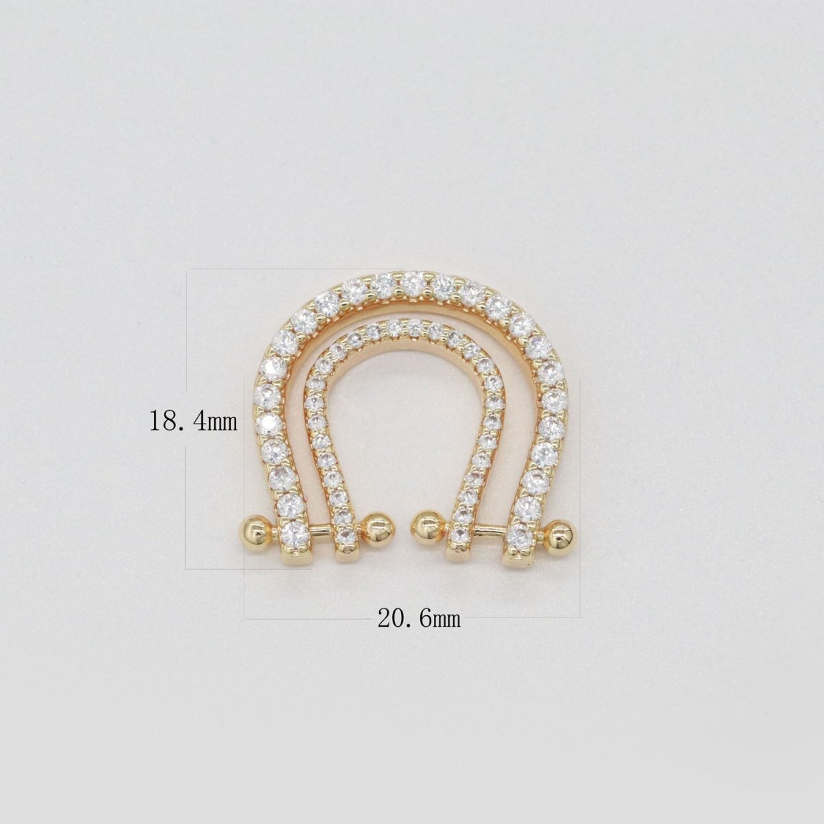 Micro Pave Gold Rainbow Shape Charm for Necklace Pendant Cubic Zirconia Harp Charm Pendant Connector L-333 - DLUXCA