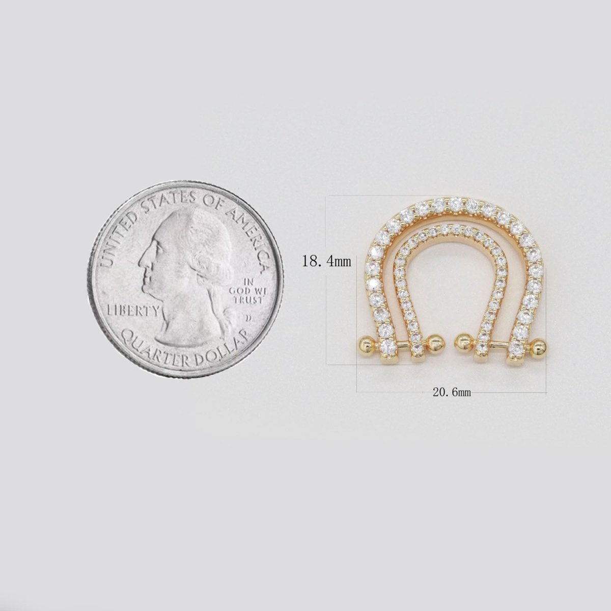 Micro Pave Gold Rainbow Shape Charm for Necklace Pendant Cubic Zirconia Harp Charm Pendant Connector L-333 - DLUXCA